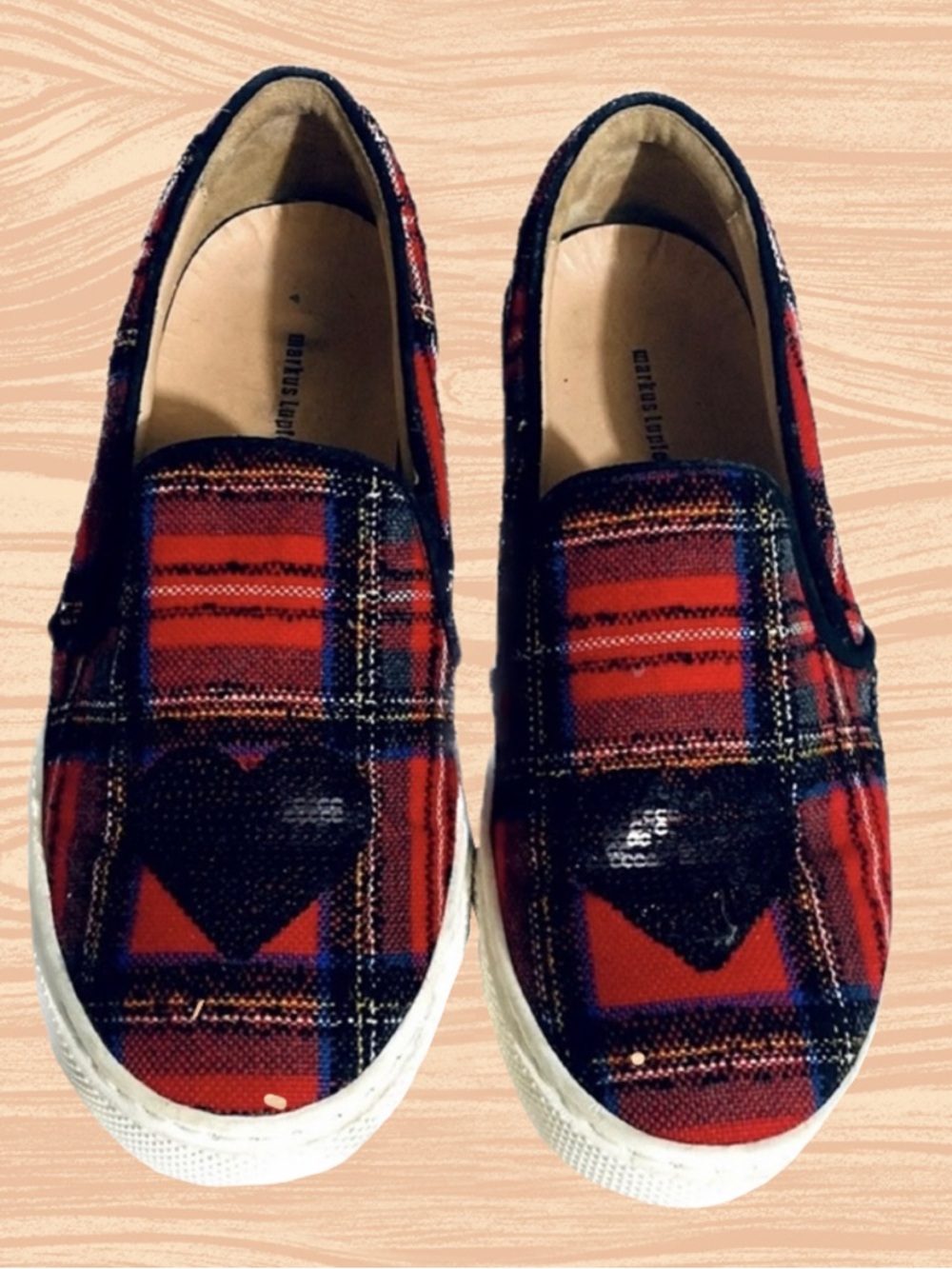 Vintage Designer Markus Lupher Slip on Red Plaid Sneaker Woman’s 10